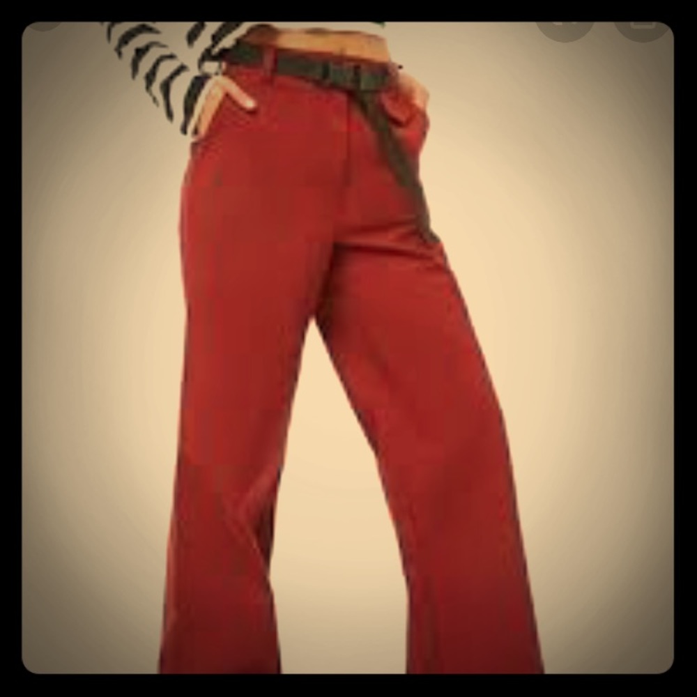 NWT Burgandy Wide Leg Pants with belt Medium